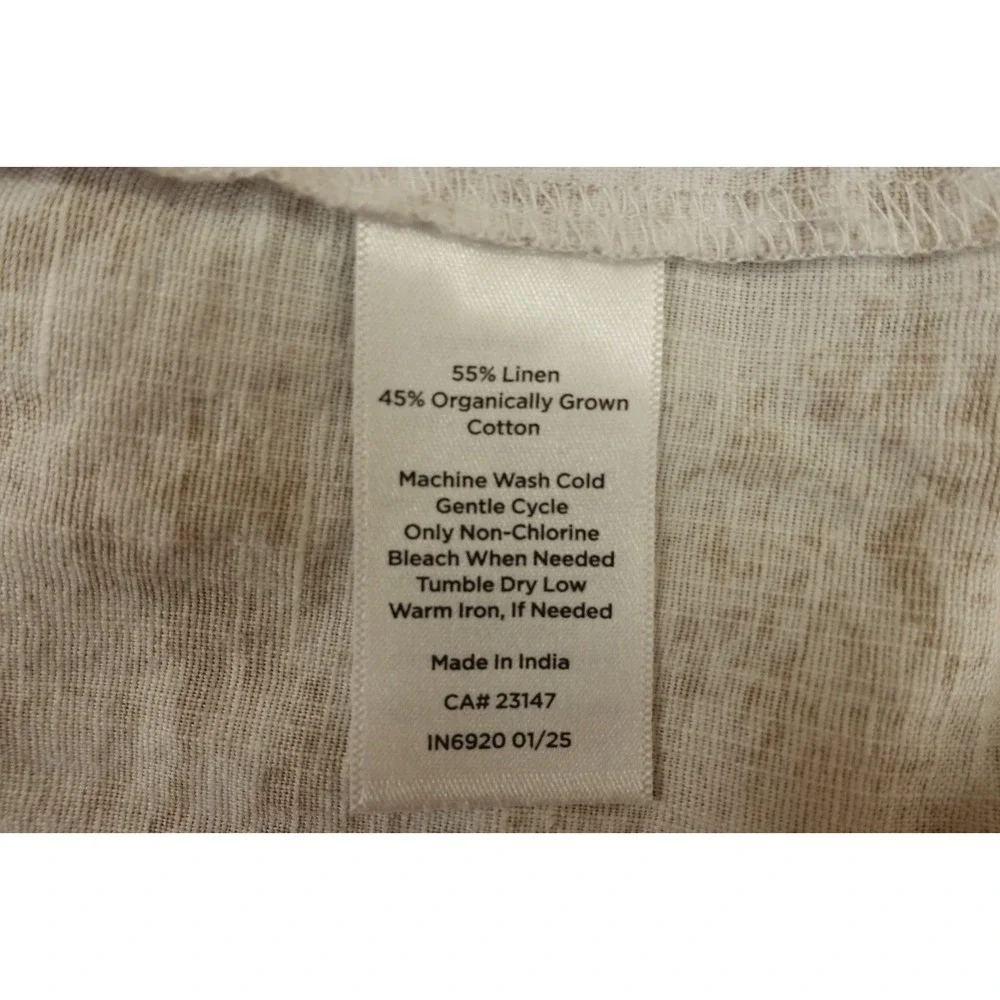 Haven Womens Large Organic Cotton Linen Serene Botanicals Short Sleeve Sleep Top